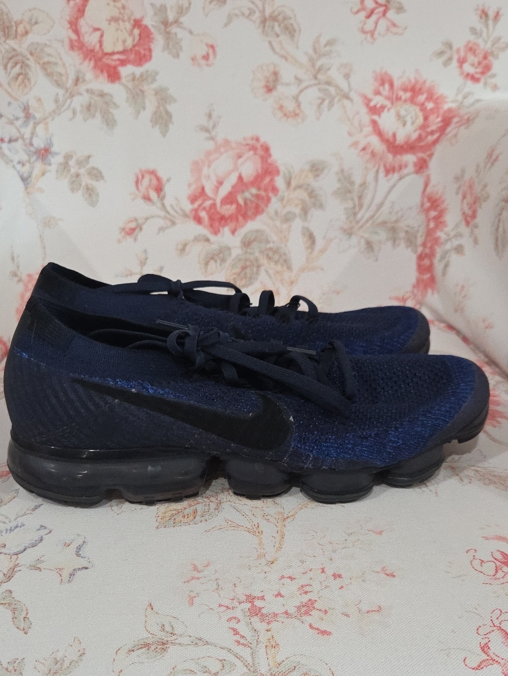 Nike Men's VaporMax Flyknit Running Shoes - Dark Blue/Black